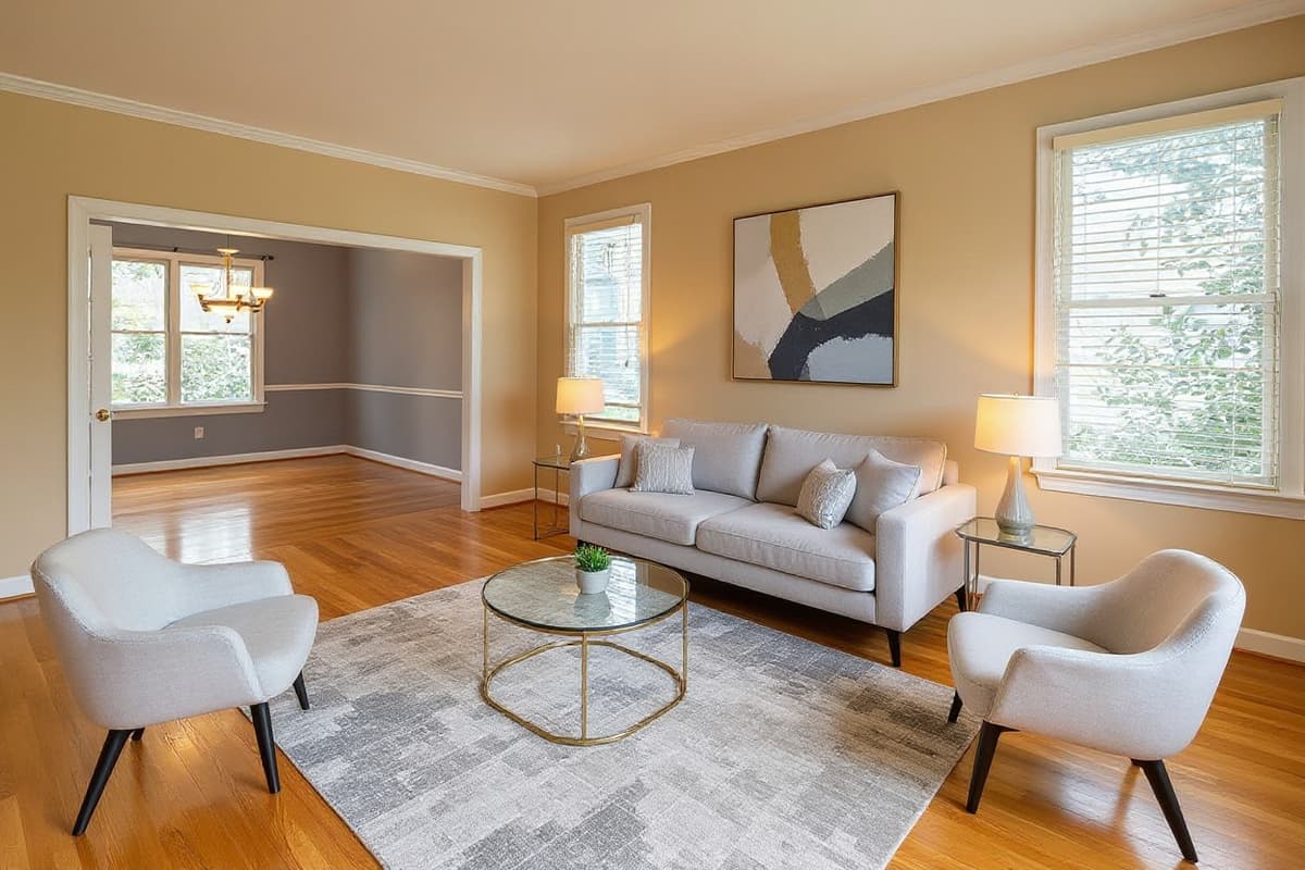 Same room after AI virtual staging